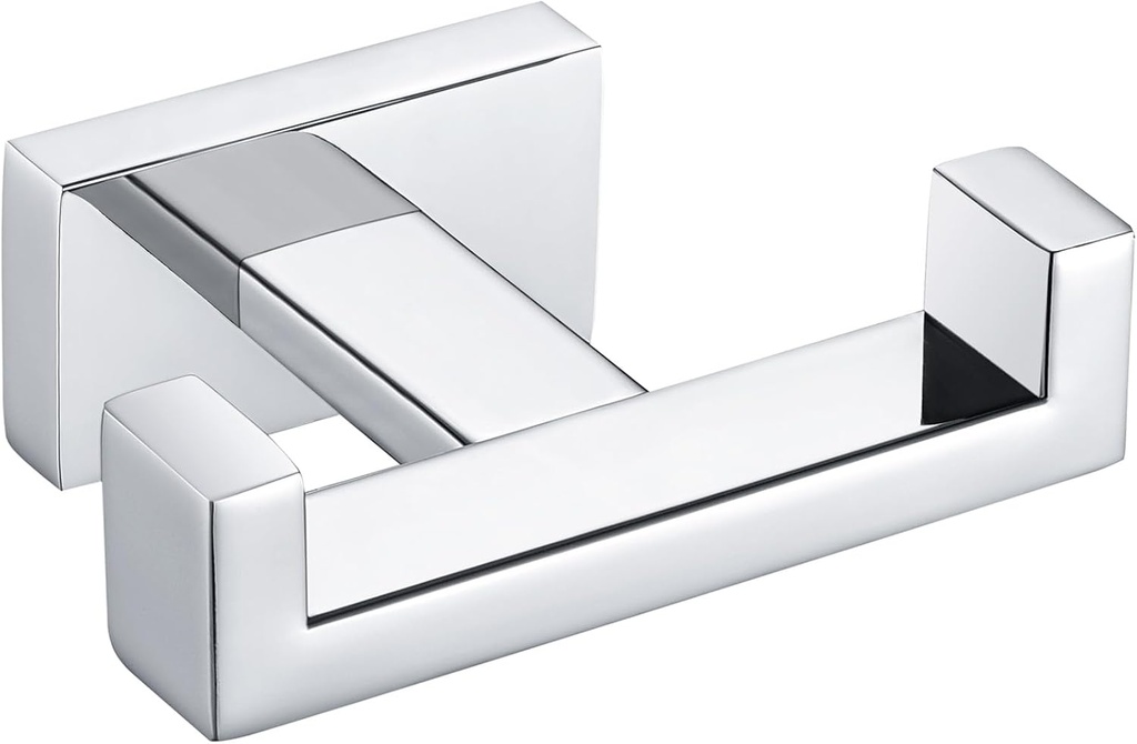 Suyar Double Towel Hook, SUS304 Stainless Steel Bathroom Hand Towel Holder, Bath Coat Robe Hanger Polished Chrome, Wall Mounted