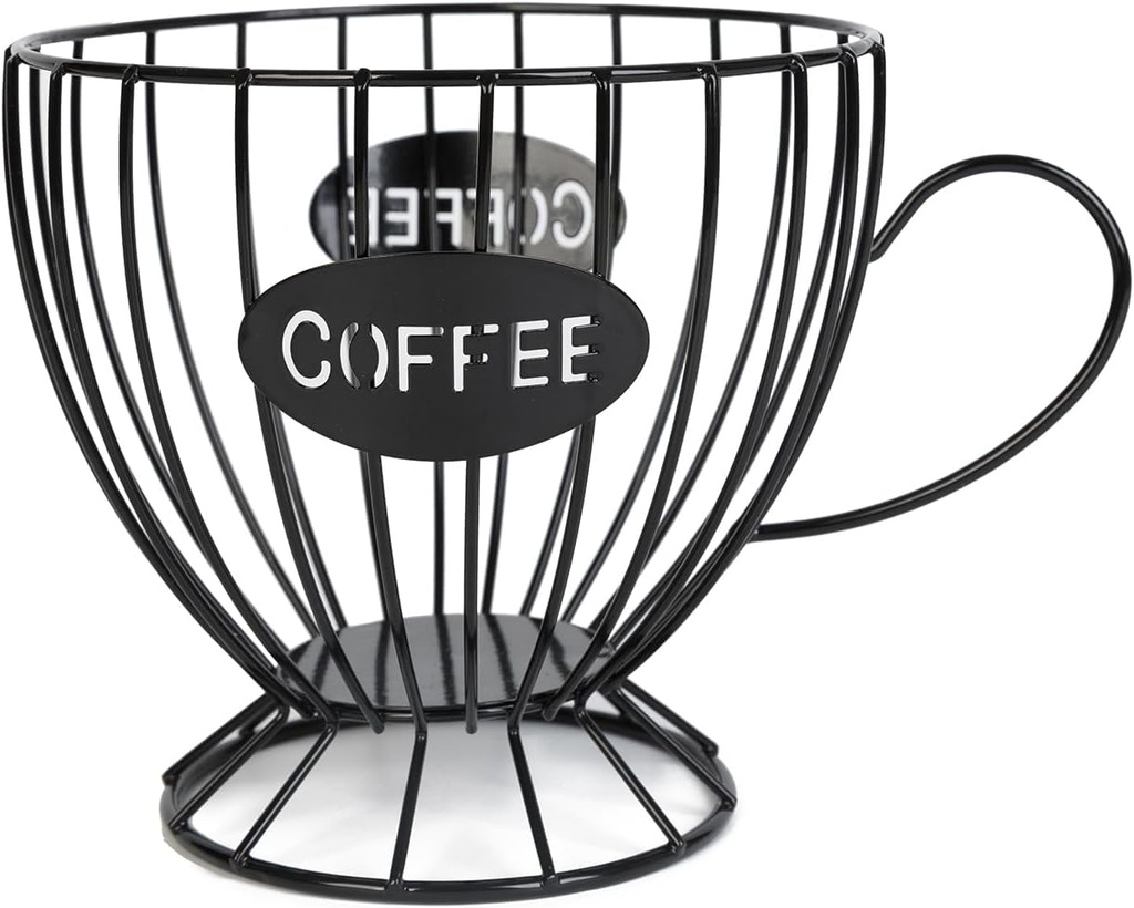 Coffee Pod Holder,Large K Cup & Capsule Storage Organizer, Tea Cup Coffee Capsule Basket, Metal Coffee Bar Organizer for Kcup Kitchen Dinning Room Office Home Cafe Hotel (Black)