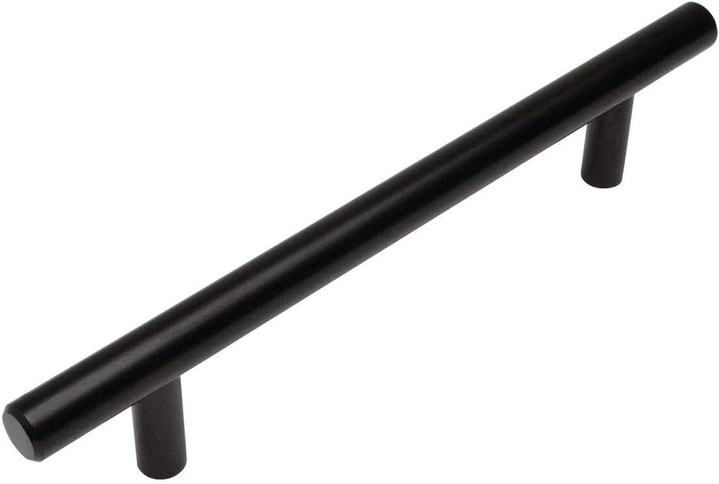 Cosmas 10 Pack 305-128FB Flat Black Cabinet Hardware Euro Style Bar Handle Pull - 5" Inch (128mm) Hole Centers, 7-3/8" Overall Length