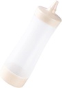 Plastic Squeeze Bottle Condiment Dispenser for Sauces Dressings and Jam Food Safe Reusable Squeeze Container Beige for Kitchen and Picnics