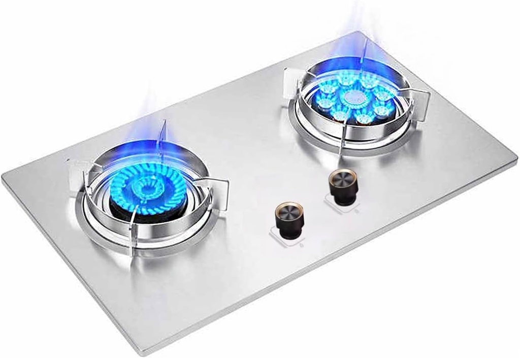 Gas Cooker,7.0kW Stainless Steel Gas Stove,Dual-Use Built-in/Countertop Cooker,for Family Restaurants Food Stalls(LPG)