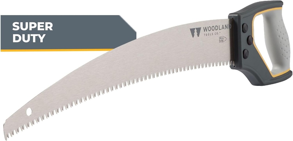 Woodland Tools Super Duty D-Handle Pruning Saw – Curved Tree Saw with Hardened Steel Blade, Aggressive Teeth, Non Slip Grip – Manual Tool for Limb Cutting, Branch Removal, and Yard Work