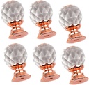 6Pack Glass Cabinet Knobs Round Crystal Glass Cupboard Wardrobe Cabinet Drawer Knob Door Pull Handle Cupboard and Drawer Cabinet Handle for Home，Wardrobe，Kitchen (Rose red)