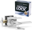 Square Entry Lever Door Handle Lock and Keys Locking Lever Set[for Front Door,Office,Room] Reversible for Left&Right,Heavy Duty,Not Keyed Alike (Entry,Satin Nickel)