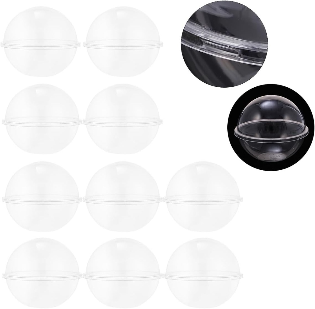 10Pcs Mousse Cake Container 5" Plastic Cake Containers with Lids Small Cake Carrier Ball Shape Cake Container Clear Muffin Carrier Dessert Display Container Transparent Empty Fillable Ornament