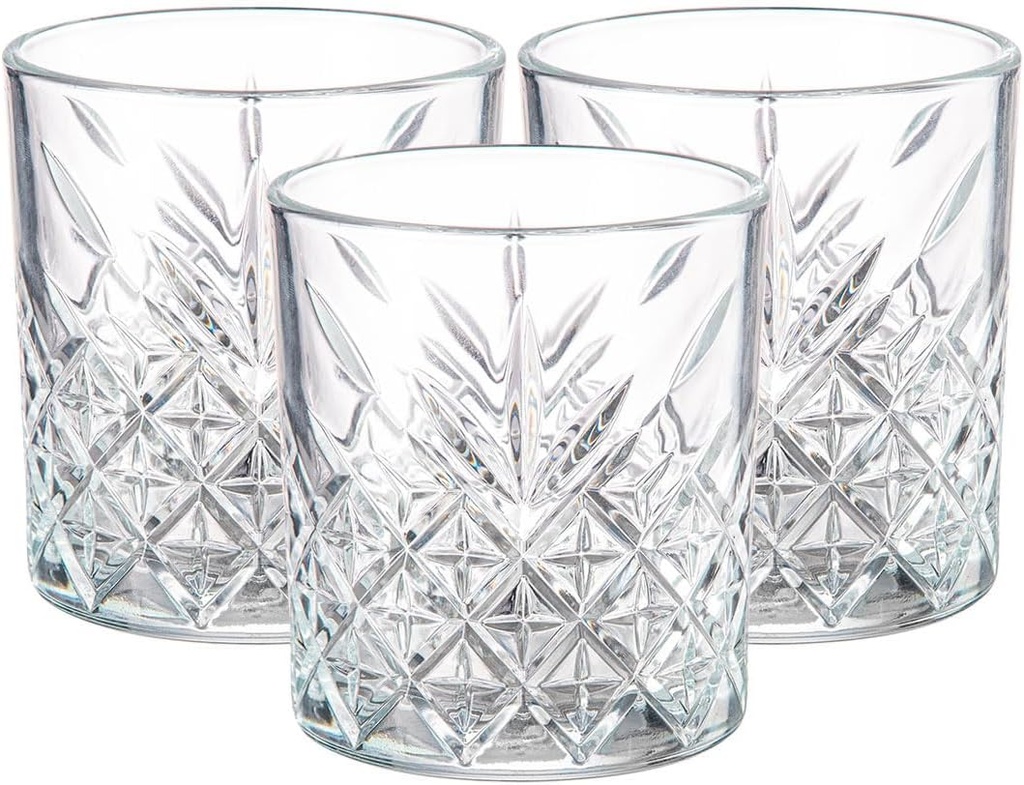 Set of 12 Timeless Style Glasses for Whiskey Carved Glass Crystal 350 ml 11 3/4 Oz
