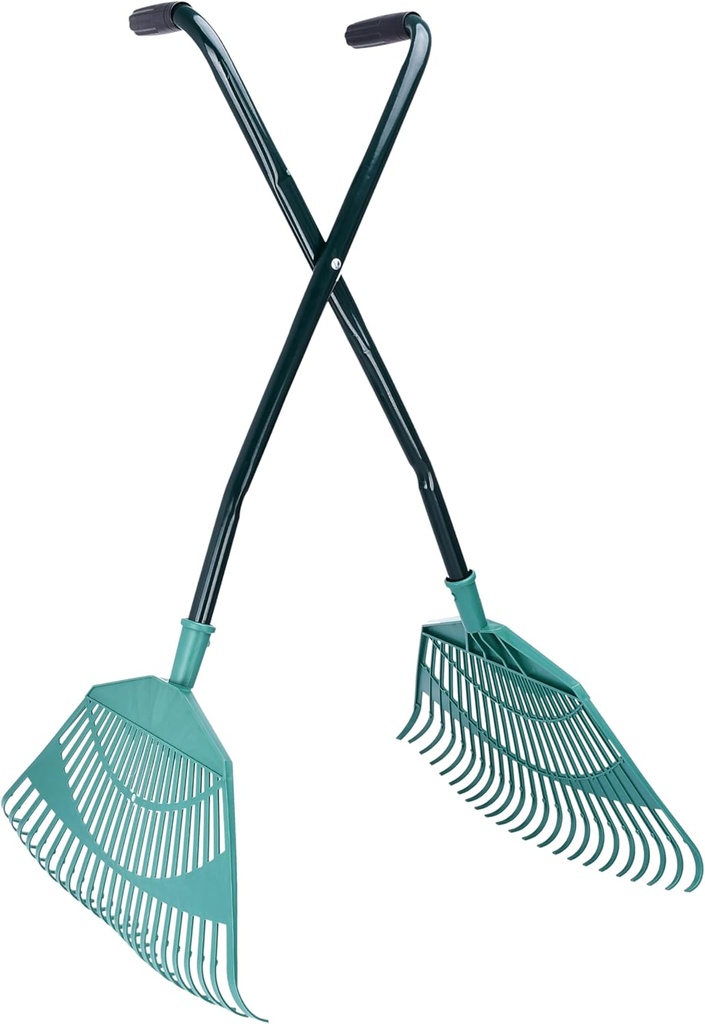2wayz | Garden Leaf Grabber - Leaf Picker Removal Tools - Garden Leaf Scoops - Leaves Collector with Curved Claws - Strong Steel Handles - Lawn Rake Tool - 35'' x 20'' (Green)