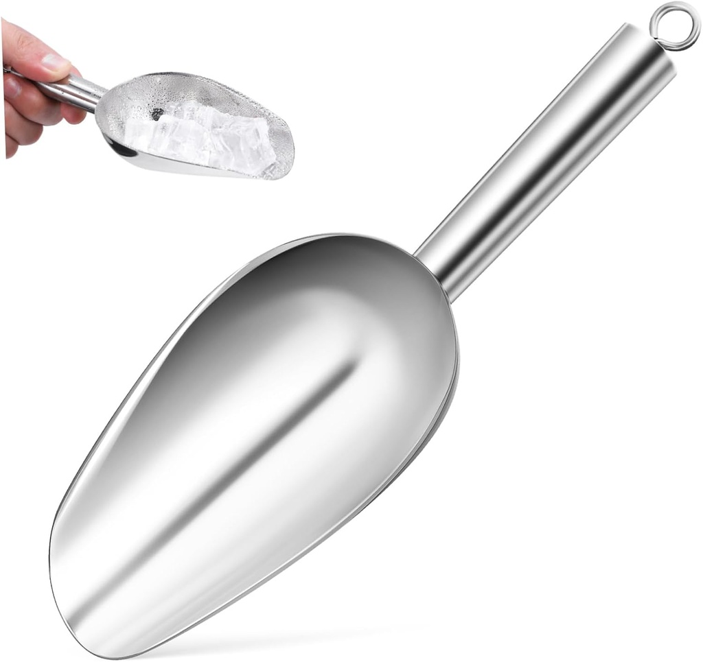 Stainless Steel Ice Scoop Thickened Design for Versatile Use Kitchens Restaurants Easy to Scoop for Ice Flour and Grains