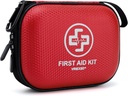 Mini First Aid Kit - 150 Piece Small Waterproof Hard Shell Medical Kit for Home, Car, Travel, Camping, Truck, Hiking, Sports, Office, Vehicle & Outdoor Emergencies- Small First Aid Medical Kit (Red)