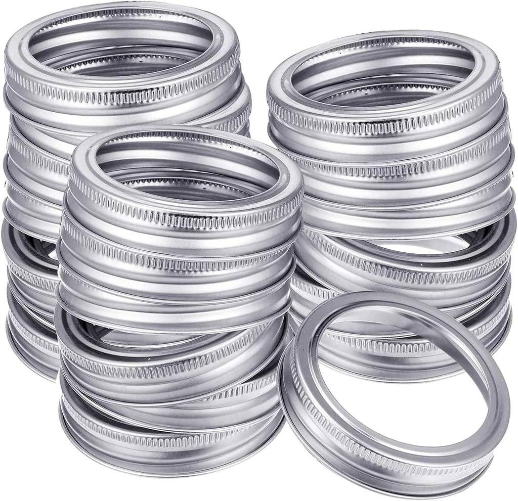 24 Pieces Regular Mouth Mason Jar Canning Bands - Reusable Replacement Metal Rings, Practical Screw Jar Bands, Leak Proof Tinplate Metal Rings, Compatible With Mason Jar