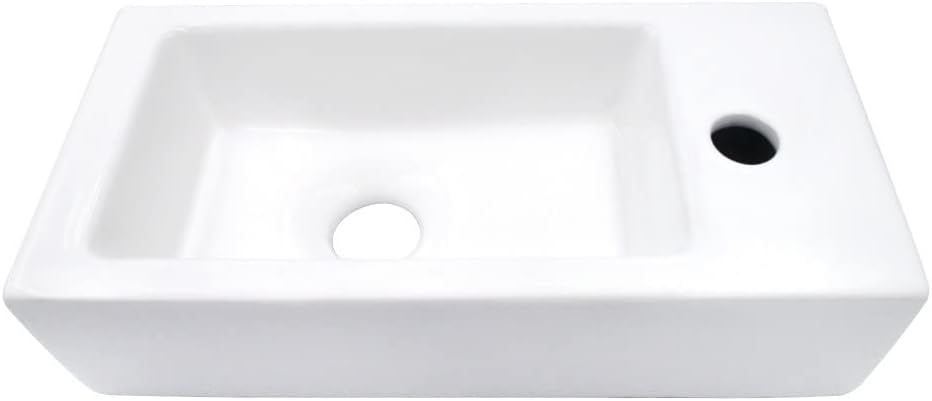 Kingston Brass LB1473R Dibrach Rectangle Wall Mount Ceramic Bathroom Sink, White