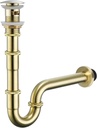 Bathroom Sink Stopper Bottle Trap, U-Shape 1-1/4 inch Slip Inlet Drain, Adjustable Height P Trap Set with Overflow, General US/CA Standard, Thickened(29.8oz), Brushed Gold