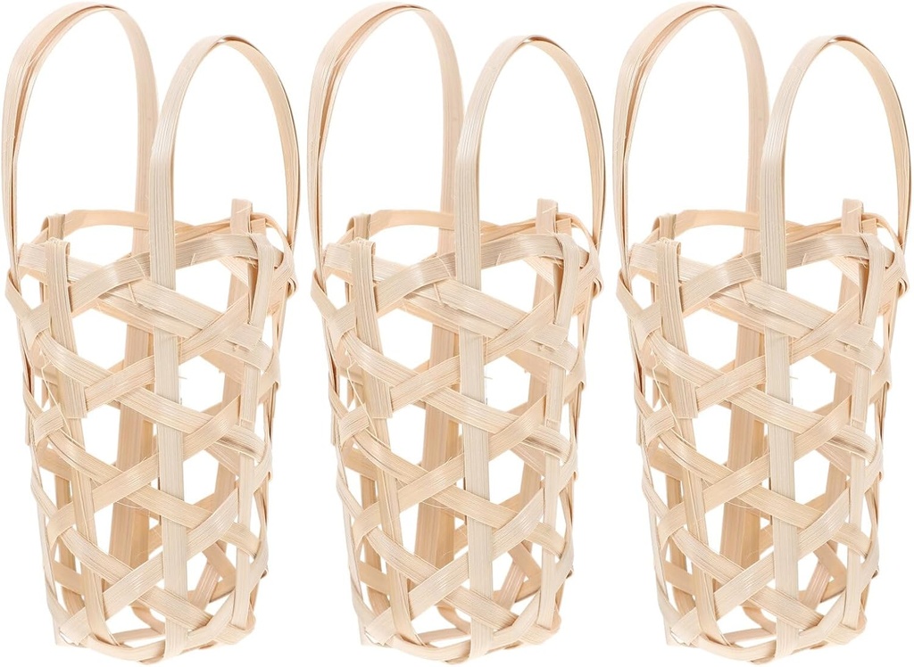 Didiseaon Egg Baskets Storage Portable Kitchen Organizers Baskets Handmade Bamboo for Fruits Snacks Bread Picnic