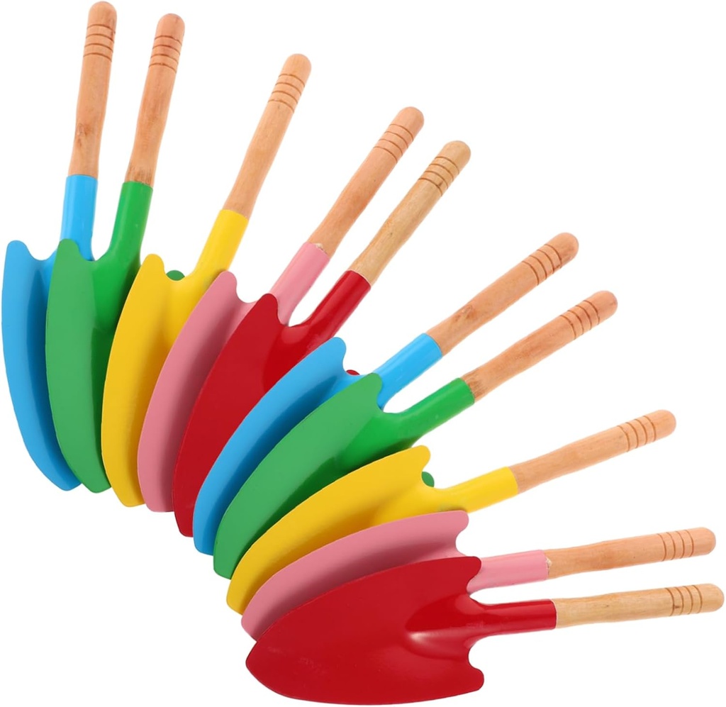 SUPVOX 10pcs Portable Small Garden Shovel Wooden Handle Garden Spade Hand Digging Tool for Boys and Girls Beach Shovel Vegetable Planting Tool Outdoor Use