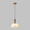 American Glass Flower Pendant Light E27 1-Lamp Simple Retro Brass Hanging Light Adjustable Indoor Hanging Light