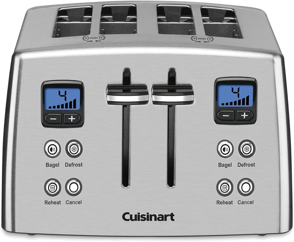 Cuisinart 4 Slice Countdown Motorized Toaster, Compact Bread Toaster with Extra-Wide Slots for Toasting Bread, French Toast, Bagels and Pastries, Defrost & Reheat Functions, CPT-435P1, Stainless Steel