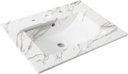 JONATHAN Y SNK1001C Ancillary 3-Hole 24 in. W x 18.25 in. D Classic Contemporary Rectangular Ceramic Single Sink Basin Vanity Top, White Marble Effect