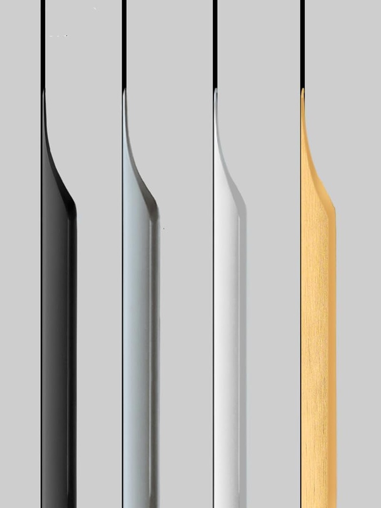 5 Pack Finger Pulls for Cabinets, Streamlined Long Concealed Handle for Home Kitchen Door Drawer Cabinet, Mount Finger Edge Tab Pull Aluminum (Black,200mm/7.87" Overall Length)