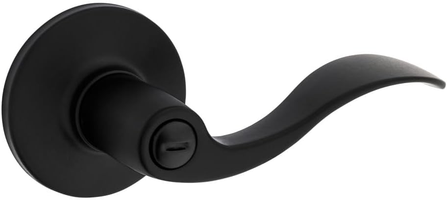 Kwikset Safelock SL3000LY-514 Layton Lever Privacy Lock with RCAL Latch and RCS Strike Matte Black Finish