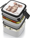 Bento Box Adult Lunch Box Lunchable Food Container with Utensil Mother Andrats Lunchbox Leak-Proof Lunch Containers Double Layer Bento Box for Dining Out Work Picnics Travel