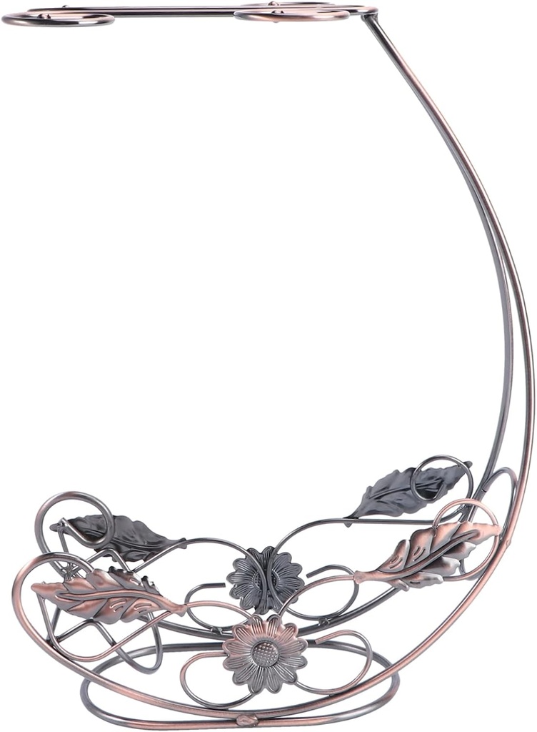 Sturdy Wrought Iron Wine Goblet Rack Red Wine Bottle and Glass Storage Holder for Kitchen and Bar Decor