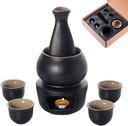 Sake Set Sake Set Cups Sake Set and Cups with Warmer Traditional Porcelain Pottery Hot Saki Drink Set Kit 7-Piece Include 1 Stove