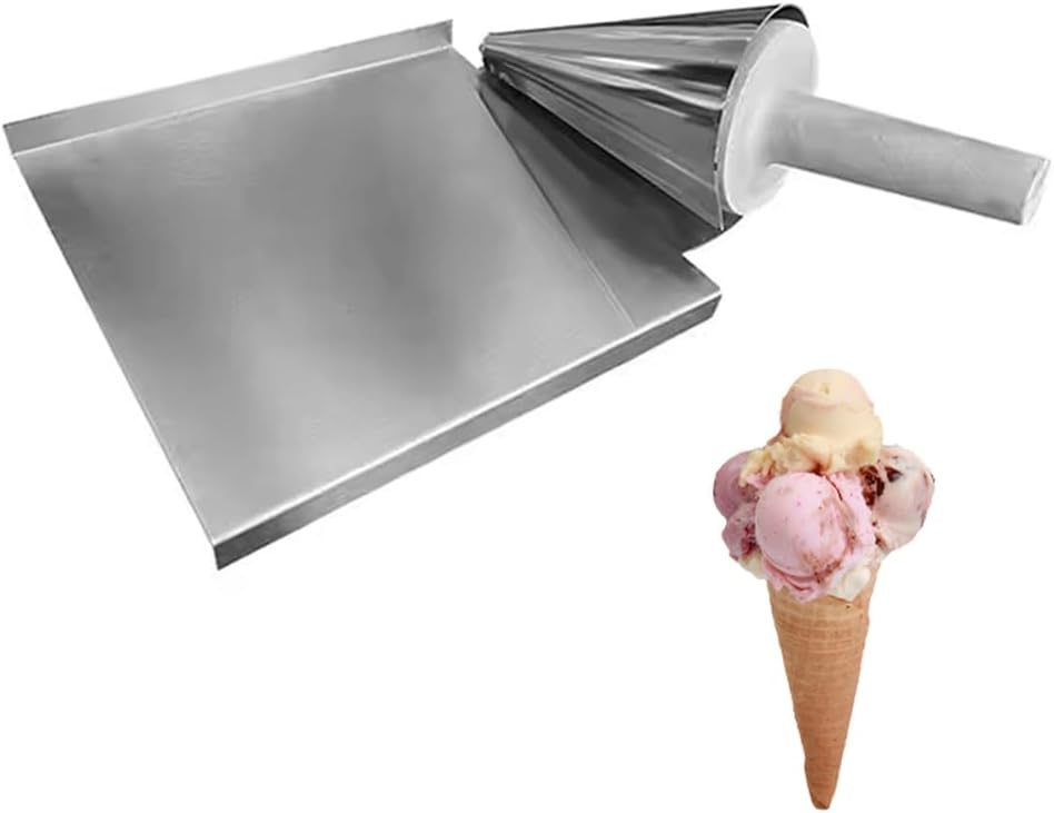 Commercial Waffle Cone Rolling and Forming Tool, Stainless Steel Ice Cream Waffle Cone Roller Waffle Cone Maker Mold for Restaurant, Home Kitchen, Bakeries