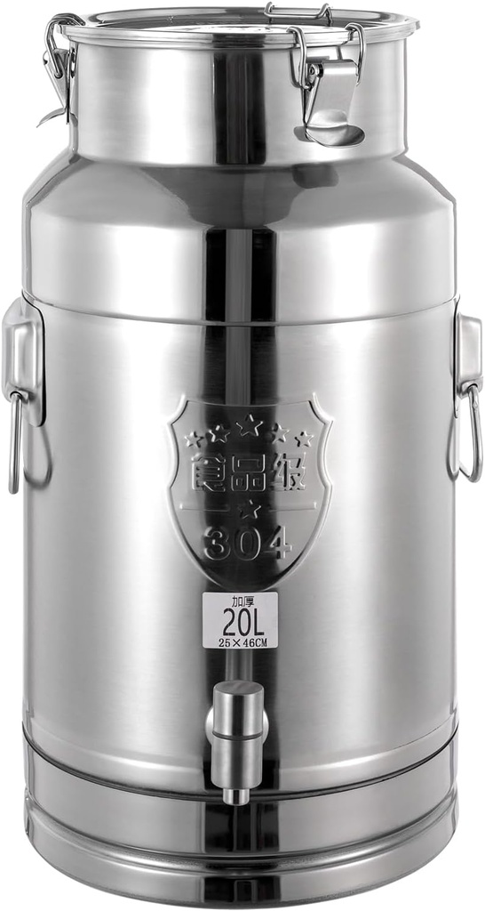 LYNICESHOP 20L Stainless Steel Milk Can, Heavy Duty Milk Jug Wine Pail Bottle Oil Pail Storage Bucket Wine Barrel Canister for Liquid Storage
