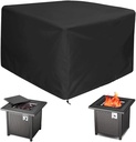 30 Inch Square Fire Pit Cover for 28-30 Inch Fire Pit Tables, 600D Heavy Duty Waterproof 31 x 31 x 25 Inches Patio Propane Gas Firepit Cover Square Outdoor, Black