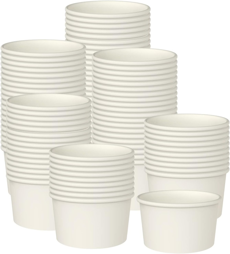200 Pcs 9 Ounce Paper Ice Cream Cups Disposable Dessert Bowls for Hot or Cold Food, Sundae, Frozen Yogurt, Soup, White
