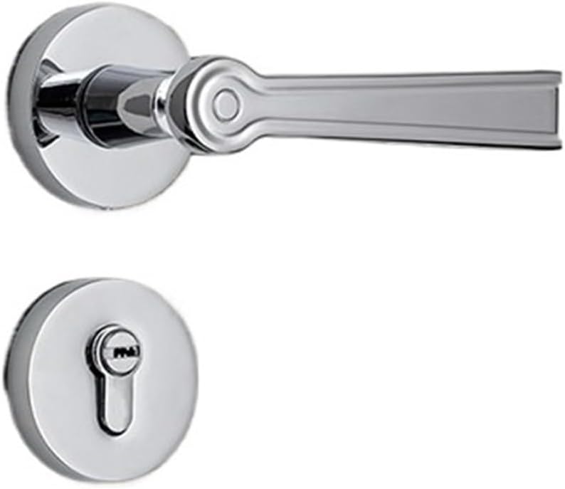 Door Locks, Light Luxury and Silent, Bedroom and Bathroom Hardware Door Handles, Household Full Set of Wooden Door Locks(Bright Chrome)