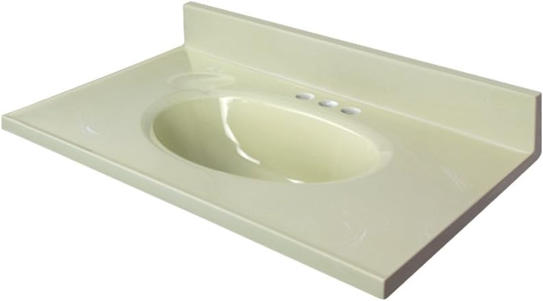 Transolid 1409-7222 31-in x 19-in Cultured Marble Bathroom Vanity Top in White on Bone