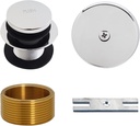 Westbrass D931K-26 Universal 1-3/8" Fine Thread Tip-Toe Bathtub Drain Plug Trim Set with One-Hole Overflow Faceplate and 1-1/2" Adapter Bushing, Polished Chrome