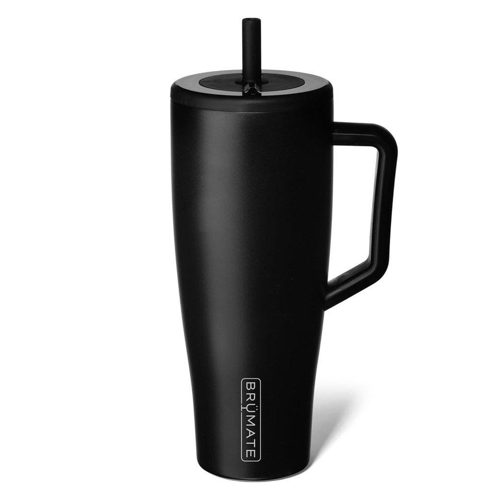 BrüMate Era 40 oz Tumbler with Handle and Straw | 100% Leakproof Insulated Water Bottle Tumbler with Lid and Flexible SoftSip Straw | Made of Stainless Steel | Cup Holder Friendly | 40oz (Matte Black)
