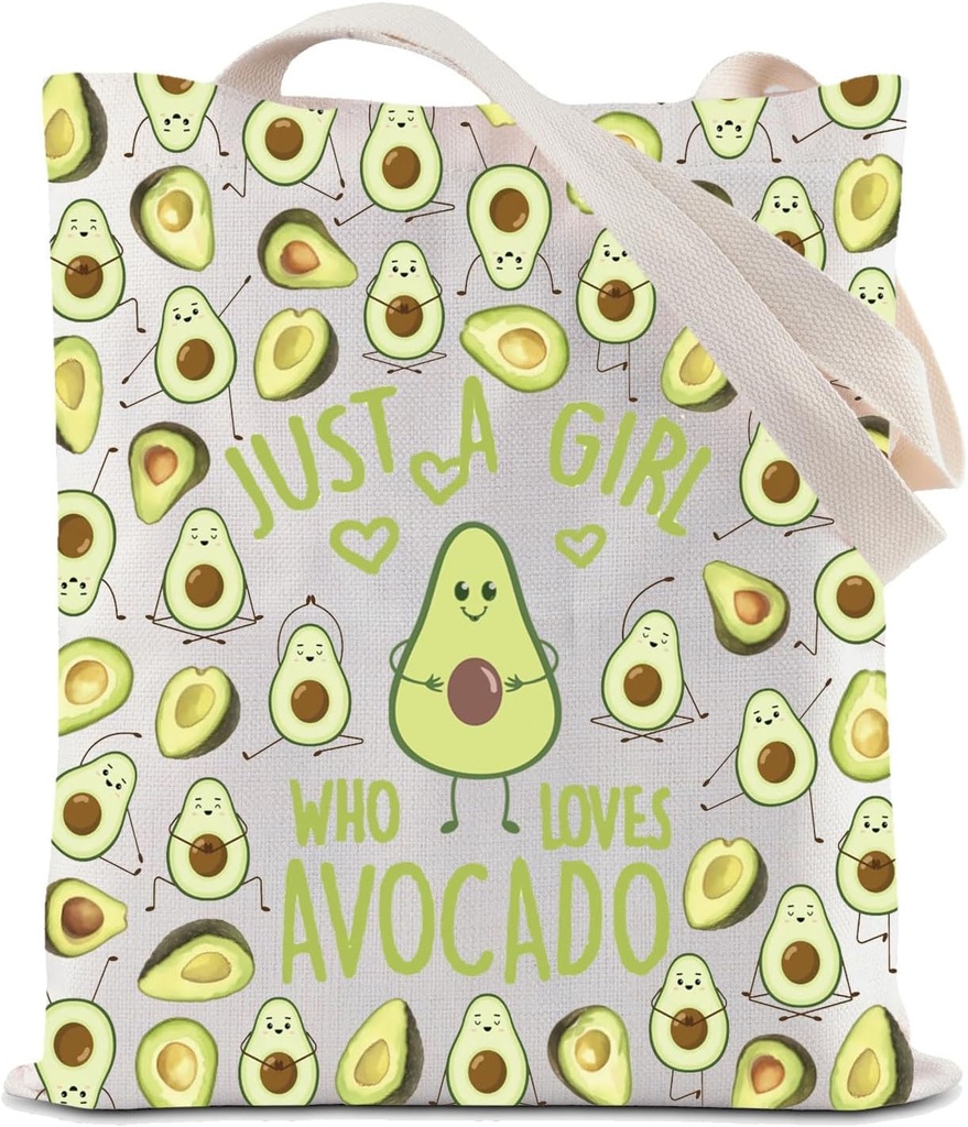 ZJXHPO Avocados Tote Bag Just A Who Loves Avocados Reusable Grocery Shopping Bag Avocado Lover Gift Vegan Shoulder Bag