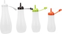 Cabilock 4pcs Plastic Squeeze Bottles for Sauces Food-grade Condiment Dispensers Orange Green for Jam Salad Dressing Ketchup Mustard