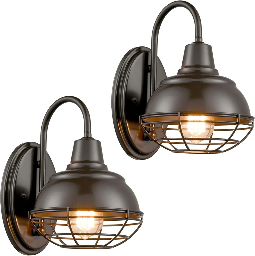 DIRYZON EUL Vintage Gooseneck Barn Light Indoor/Outdoor Wall Sconces Oil Rubbed Bronze Set of 2