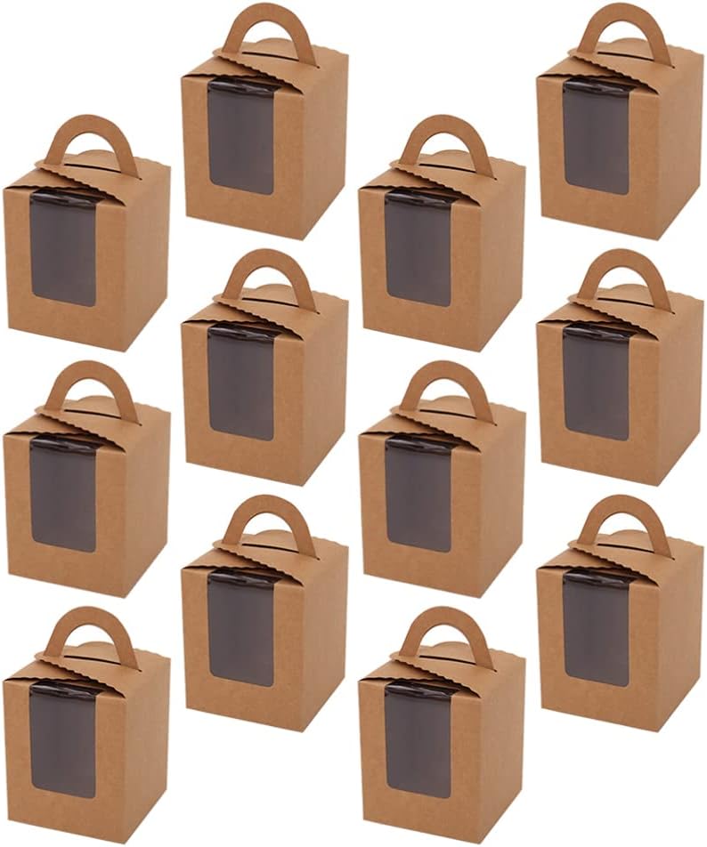 24pcs Handheld Cupcake Boxes with Inserts Transparent Window Muffin Containers for Weddings and Birthday Parties for Bakery and Home Use