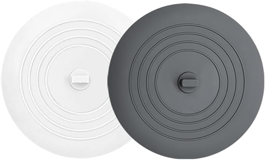 Tub Stopper 2PCS,Bathtub Drain Stopper,6 inches Bathtub Tub Drain Cover Stopper,Silicone Drain Plug Plug,Kitchen Bathroom Hair Water Shower Stopper,Large Bathroom Laundry Accessories (Grey/White)