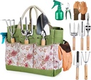 9-Piece Heavy Duty Gardening Tool Set, Stainless Steel Garden Hand Tools with Storage Bag & Anti-Slip Rubber Gloves, Gardening Gifts for Women & Men