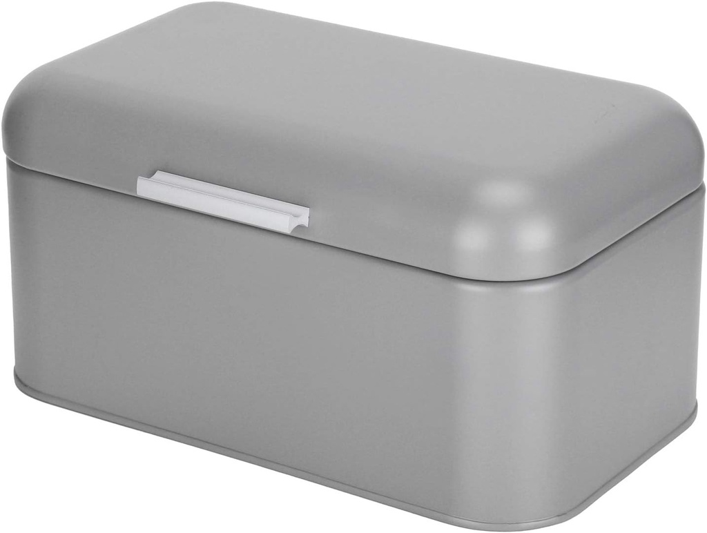 Grey Metal Bread Container,Food Grade Iron Powder Coating Plastic Bread Box,Large Capacity Bread Keeper,Dustproof Kitchen Container with Anti Slip Base,for Kitchen