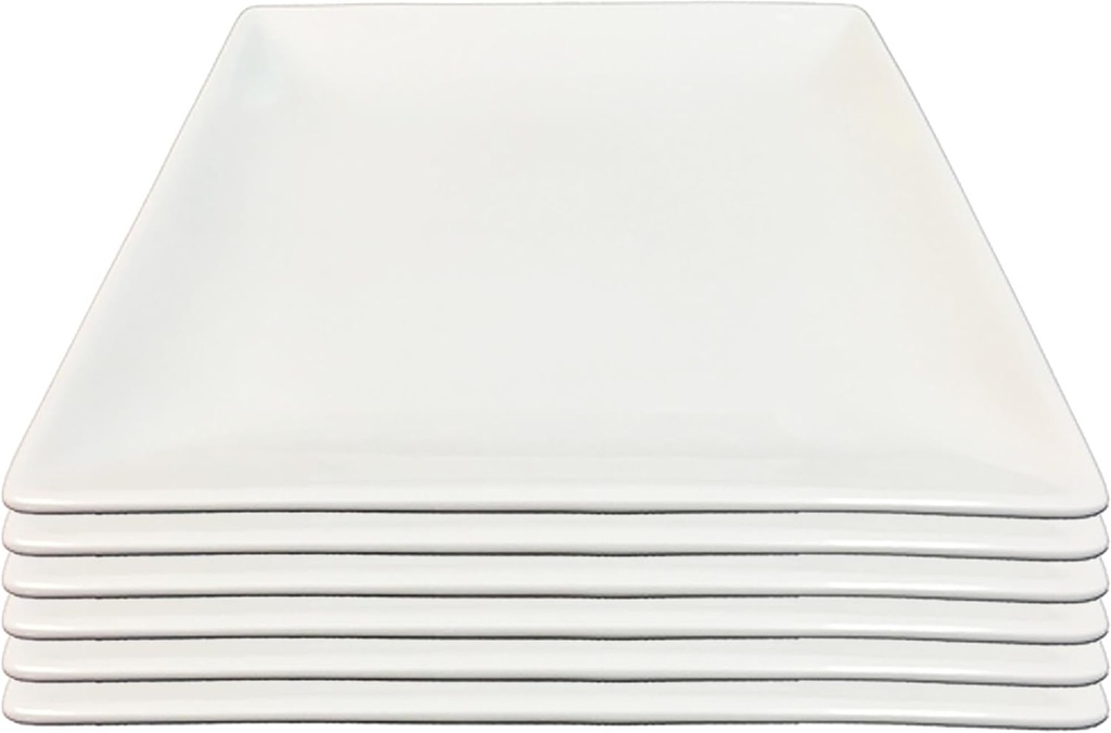 Mayfair USA Square Plate Dinnerware Set | Chip & Scratch Resistant, Dishwasher & Oven Safe Vitrified Porcelain | Durable White Plates for Serving Elegant Dishes (Medium 10 inch (25cm), 12)