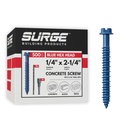 Surge BP - 1/4" x 2-1/4" Hex Head Blue Concrete Screw Anchor with Drill Bit & Driver | Masonry Screws for Concrete, Block, and Brick (Box of 500)