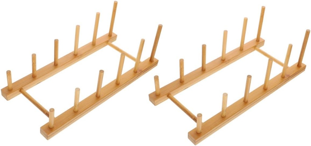 STOBAZA 2pcs Multifunctional Dishware Drying Rack Space-Saving Plate Holder for Kitchen Vertical Drainage Design Chic Khaki Color Organizing Utensils and Dishes