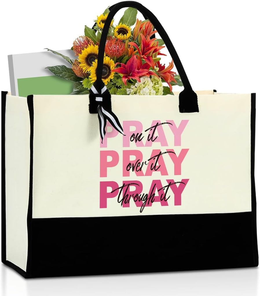 Christian Gifts for Women, Inspirational Religious Birthday Christmas Canvas Tote bag for Women, Work Beach Grocery Bag