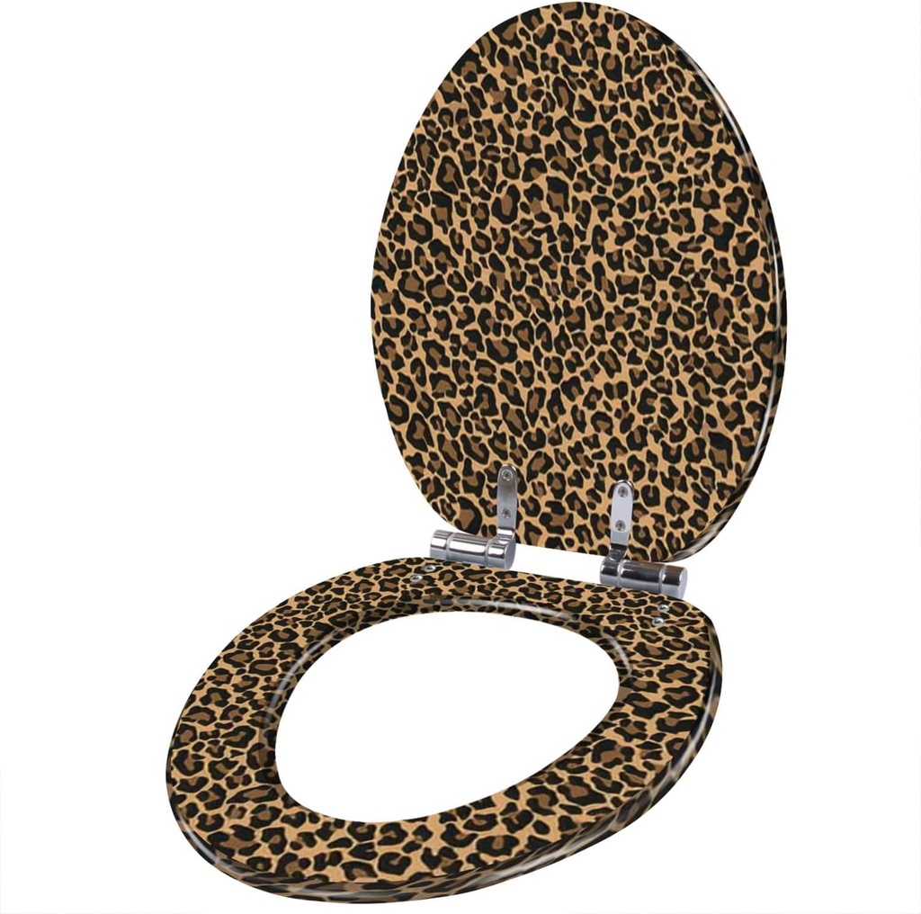 3D print leopard seamless print leopard skin pattern animal for clothing Resin Elongated Toilet Seat with Cover Quiet Close Quick Release Hinges Decorative Toilet Seat Easy to Clean Install Home Decor