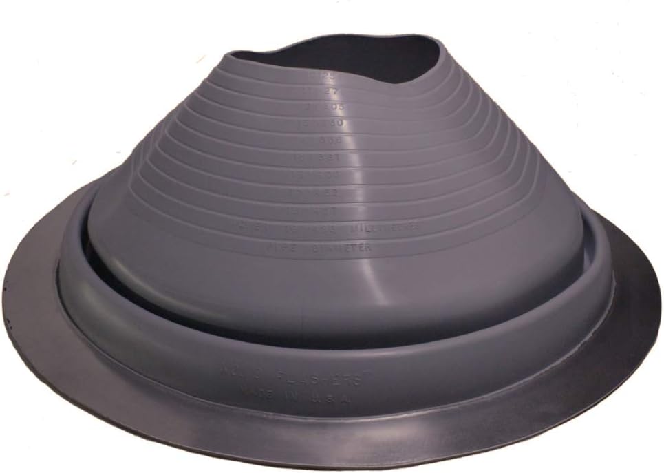 Flashers Grey EPDM Round Flexible Roof Jack Pipe Boot Metal Roofing Pipe Flashing - 100% Made In The USA