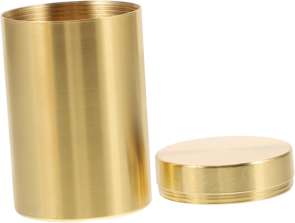 PRETYZOOM 1pc Brass Food Storage Container Sealed Snack Canister for Tea Cereal Brass Material Kitchen Storage Jar