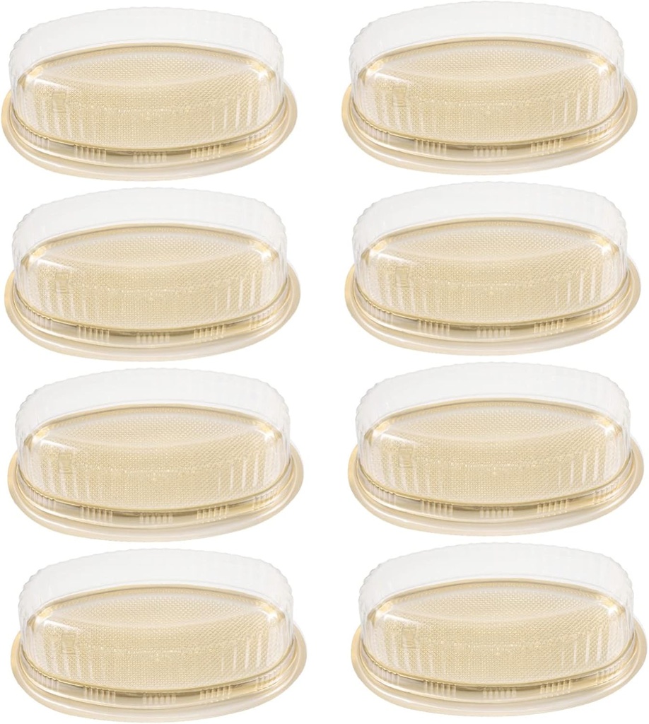 Healifty 10pcs Transparent Oval Cake Boxes Yellow Dessert Containers Safe Odorless Food Packaging Party Favor Gift Boxes for Cakes Cookies Treats