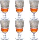 Clear Vintage Drinking Glasses set of 6 Glassware Wine Goblets 10 OZ Pretty Stemmed Cup for Wedding Party Bar